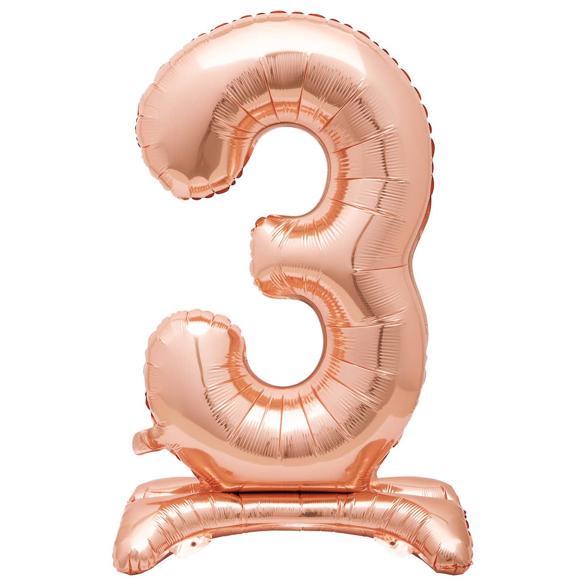 Rose Gold "3" Giant Standing Numeral Foil Balloon 76cm (30") Air Filled Only - NextParty