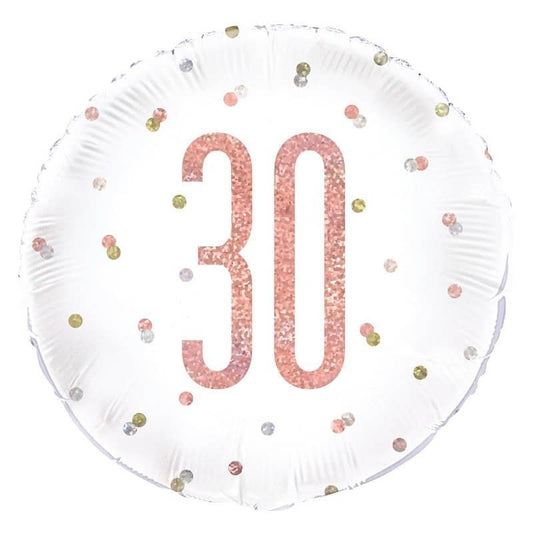 Rose Gold 30th Birthday Foil Prismatic Balloon 45CM (18") - NextParty