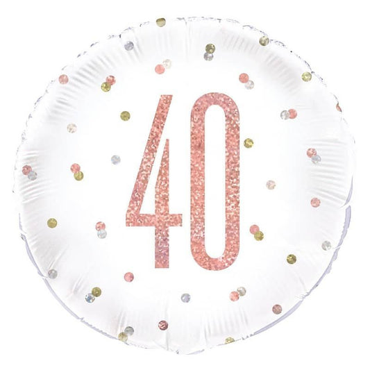 Rose Gold 40th Birthday Foil Prismatic Balloon 45CM (18") - NextParty