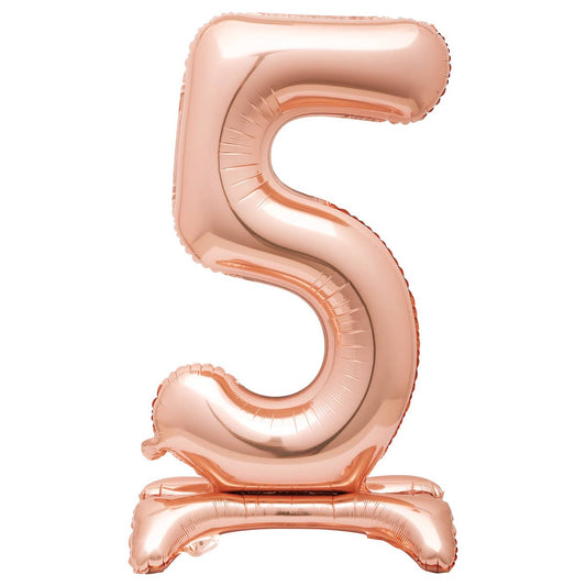 Rose Gold "5" Giant Standing Numeral Foil Balloon 76cm (30") Air Filled Only - NextParty