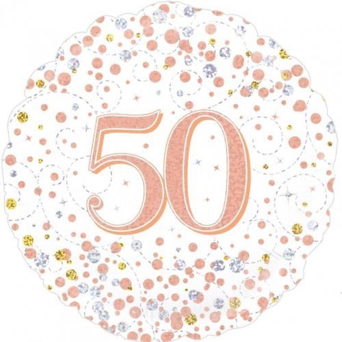 Rose Gold 50th Birthday Foil Prismatic Balloon 45cm (18") - NextParty