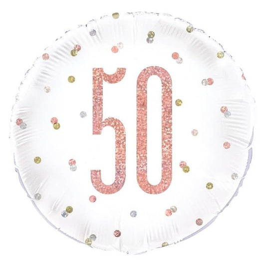 Rose Gold 50th Birthday Foil Prismatic Balloon 45CM (18") - NextParty