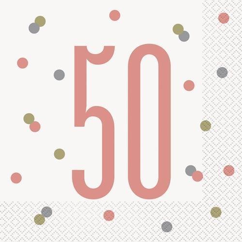 Rose Gold 50th Birthday Lunch Napkins 16pk - NextParty