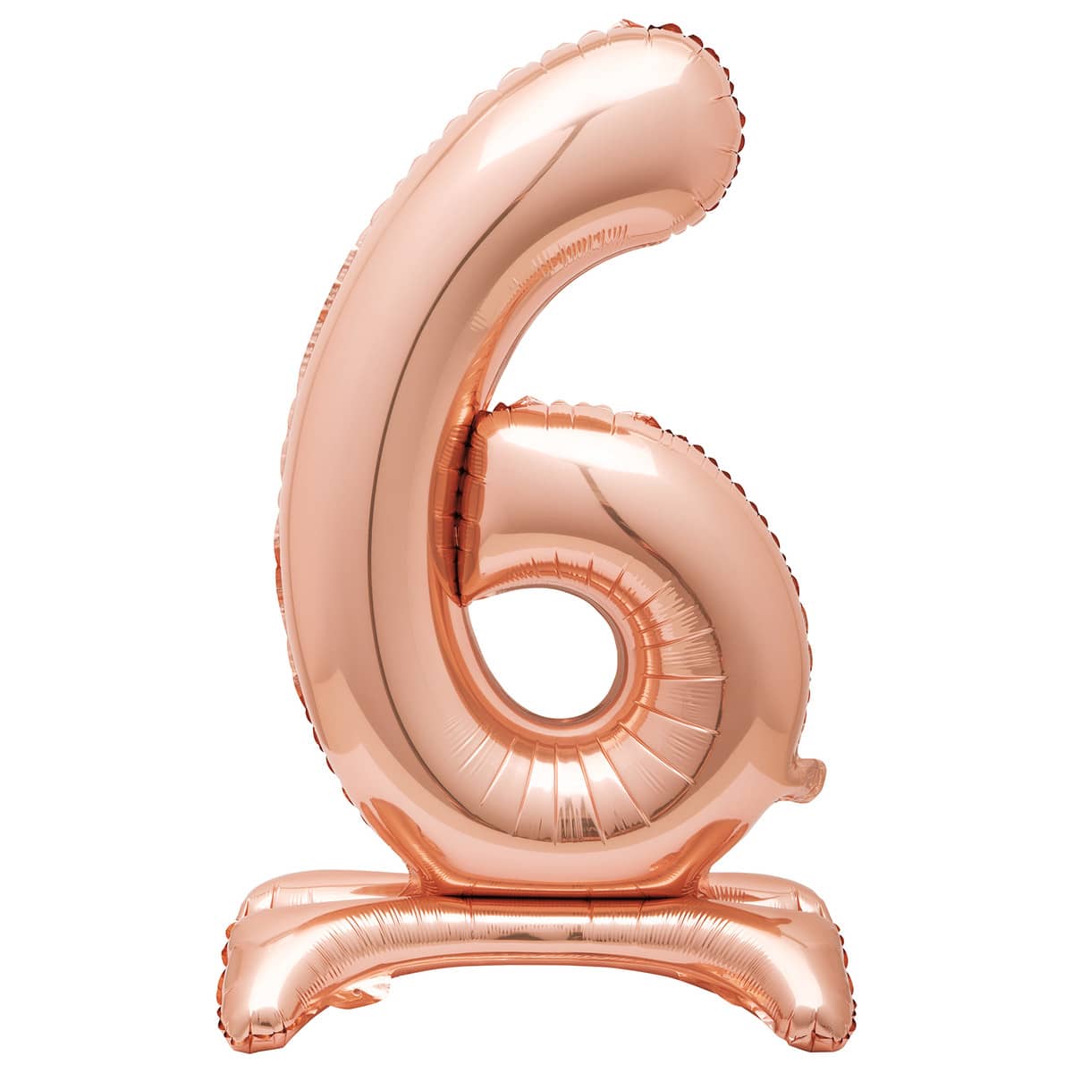 Rose Gold "6" Giant Standing Numeral Foil Balloon 76cm (30") Air Filled Only - NextParty