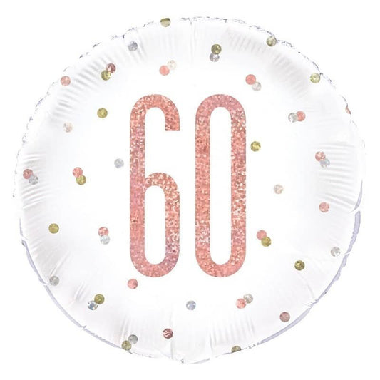 Rose Gold 60th Birthday Foil Prismatic Balloon 45CM (18") - NextParty