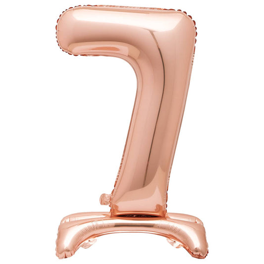 Rose Gold "7" Giant Standing Numeral Foil Balloon 76cm (30") Air Filled Only - NextParty