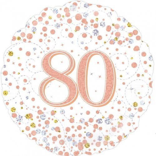 Rose Gold 80th Birthday Foil Prismatic Balloon 45cm (18") - NextParty