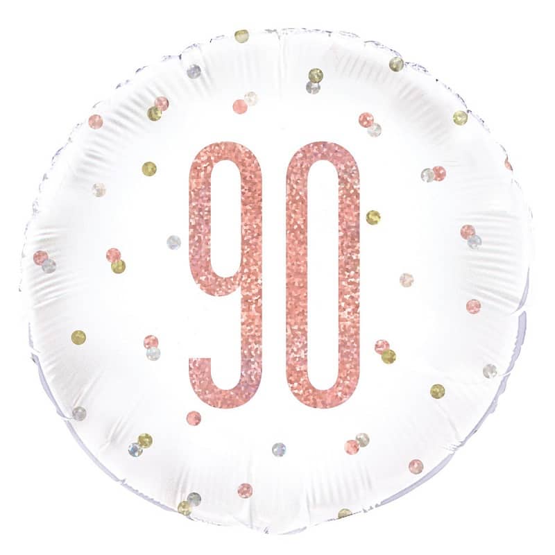 Rose Gold 90th Birthday Foil Prismatic Balloon 45CM (18") - NextParty