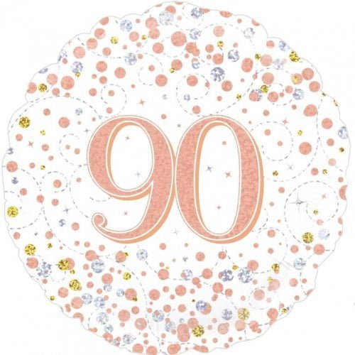 Rose Gold 90th Birthday Foil Prismatic Balloon 45cm (18") - NextParty