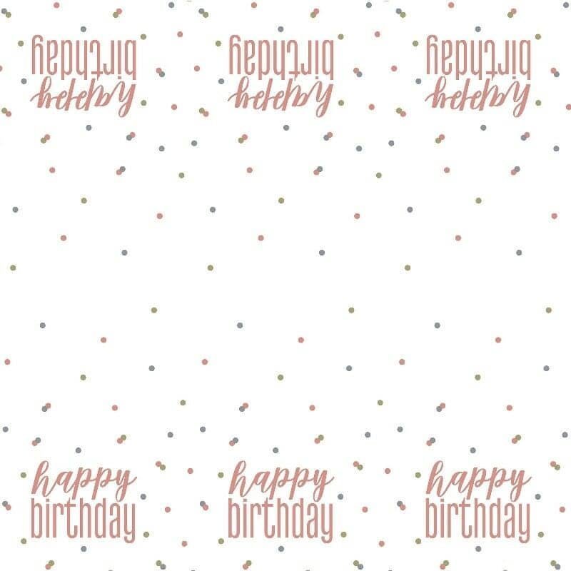 Rose Gold Happy Birthday Table Cover Tablecloth - NextParty