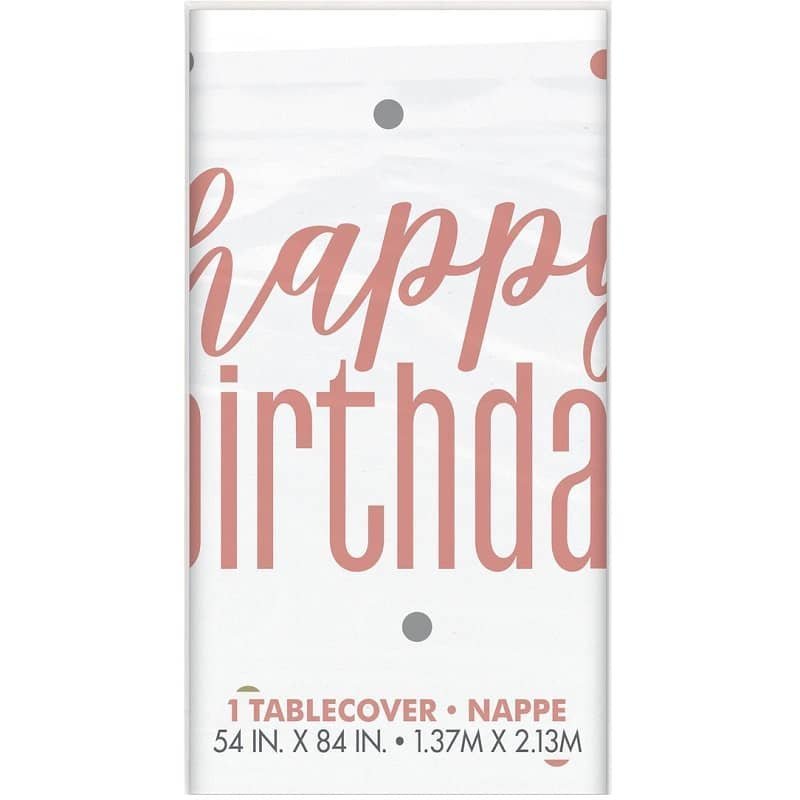 Rose Gold Happy Birthday Table Cover Tablecloth - NextParty