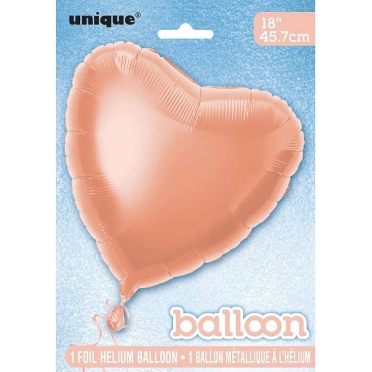 Rose Gold Heart Shape Foil Balloon 45cm (18") - NextParty