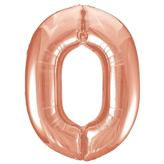 Rose Gold Number 0 Giant Numeral Foil Balloon 86CM (34") - NextParty