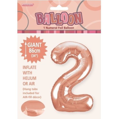 Rose Gold Number 2 Giant Numeral Foil Balloon 86CM (34") - NextParty