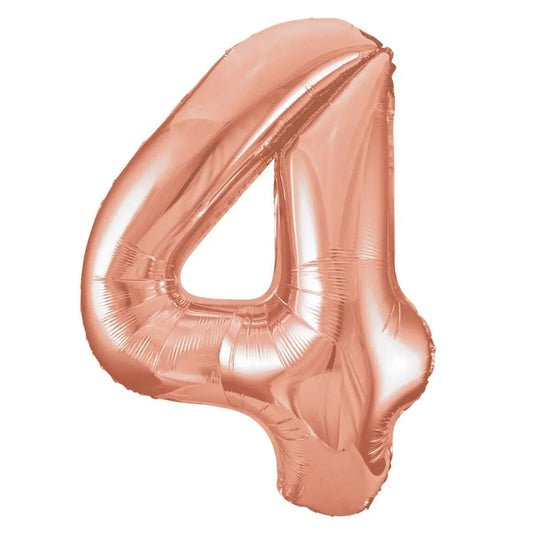 Rose Gold Number 4 Giant Numeral Foil Balloon 86CM (34") - NextParty