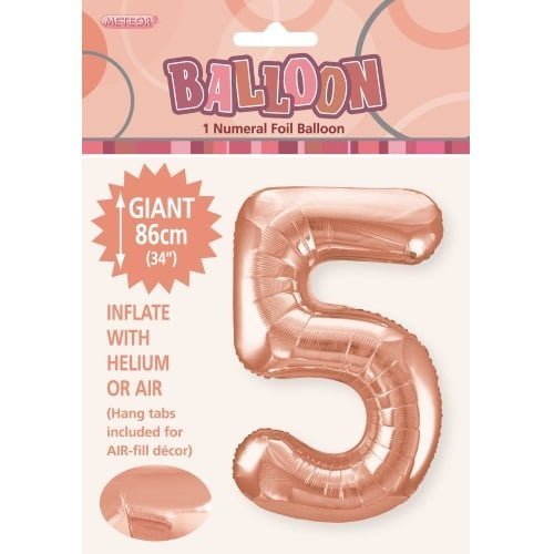 Rose Gold Number 5 Giant Numeral Foil Balloon 86CM (34") - NextParty