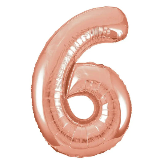 Rose Gold Number 6 Giant Numeral Foil Balloon 86CM (34") - NextParty