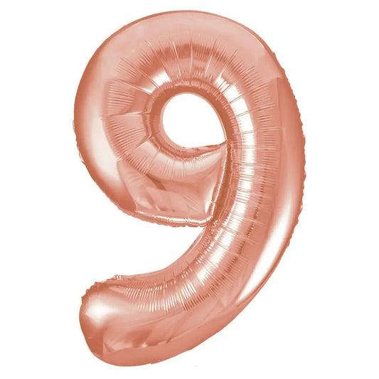 Rose Gold Number 9 Giant Numeral Foil Balloon 86CM (34") - NextParty