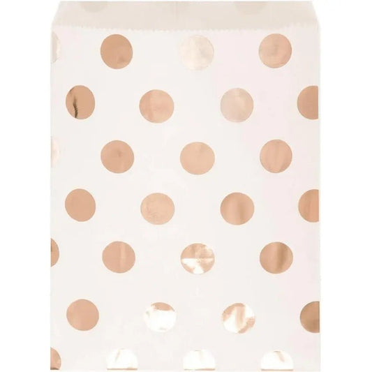 Rose Gold Polka Dots Party Bags 8pk - NextParty