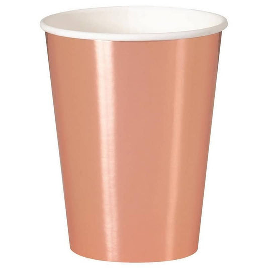 Rose Gold Solid Colour Paper Cups 8pk - NextParty