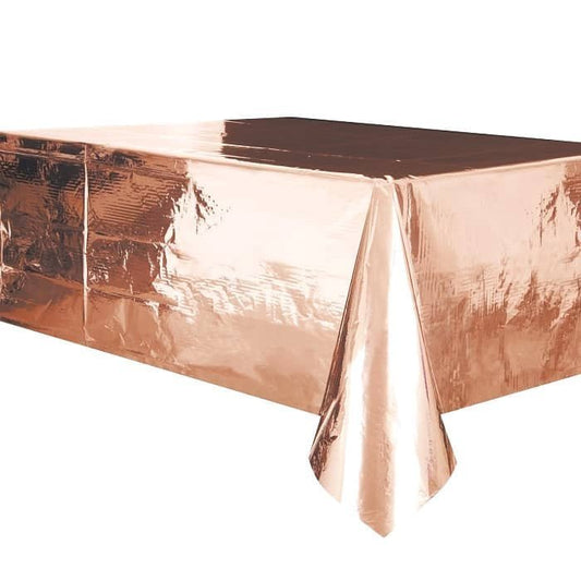 Rose Gold Solid Colour Plastic Table Cover Tablecloth - NextParty