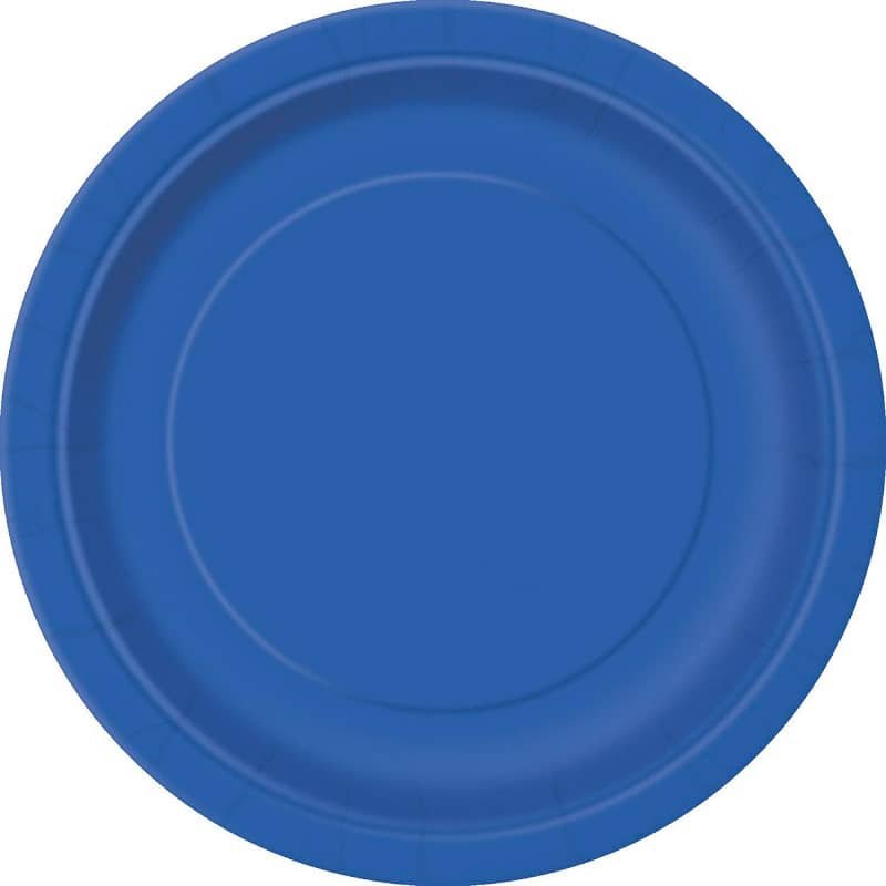 Royal Blue Large Round Paper Plates 23cm (9") 8pk Solid Colour - NextParty