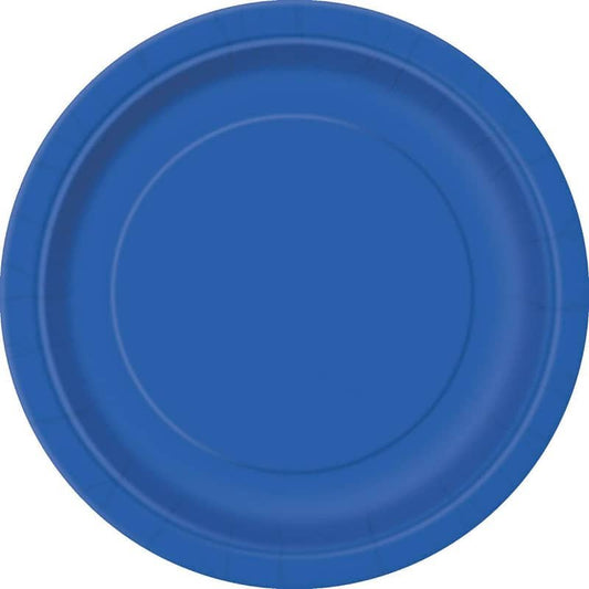 Royal Blue Large Round Paper Plates 23cm (9") 8pk Solid Colour - NextParty