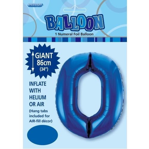 Royal Blue Number 0 Giant Numeral Foil Balloon 86CM (34") - NextParty