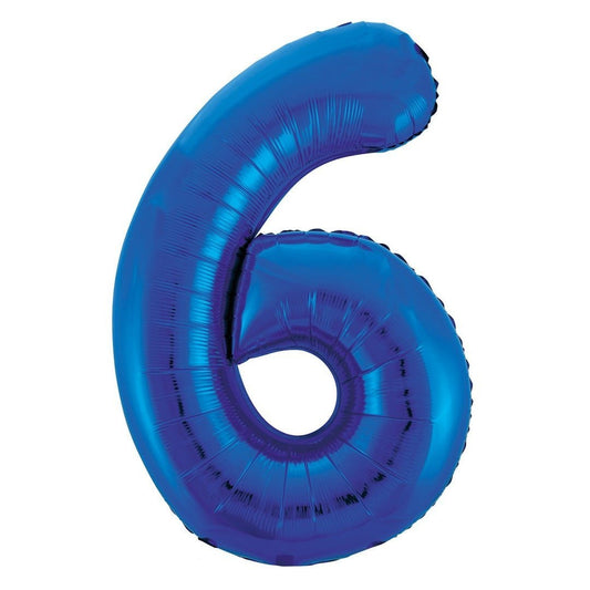 Royal Blue Number 6 Giant Numeral Foil Balloon 86CM (34") - NextParty