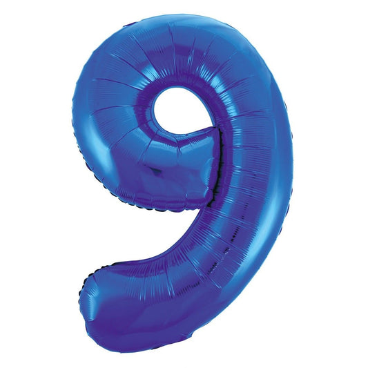 Royal Blue Number 9 Giant Numeral Foil Balloon 86CM (34") - NextParty