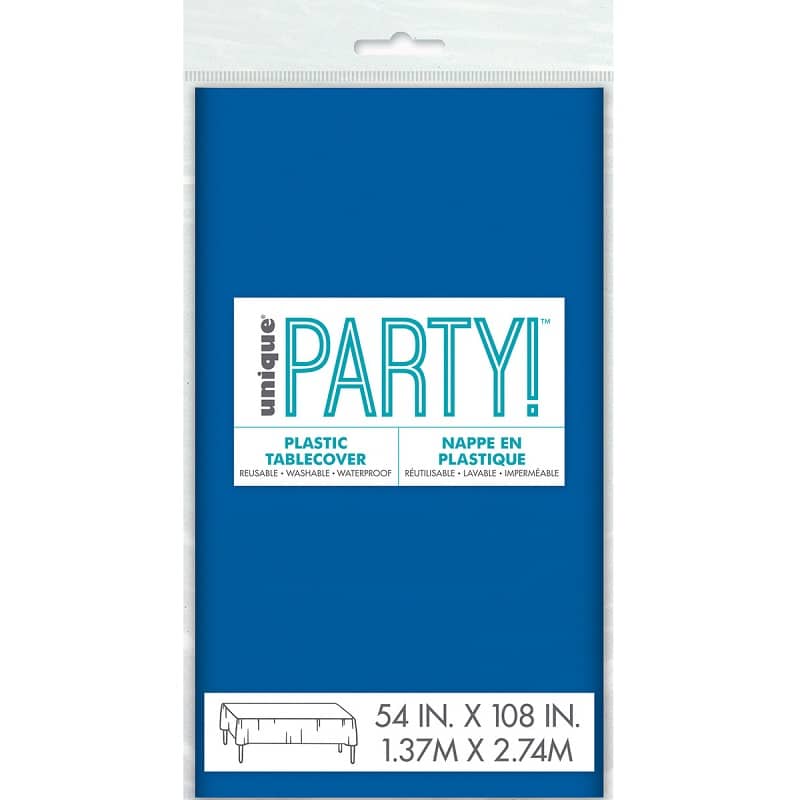 Royal Blue Rectangle Solid Colour Plastic Table Cover 137cm x 274cm - NextParty