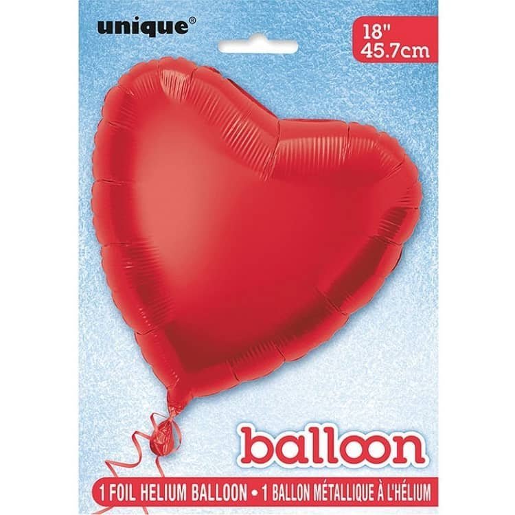 Ruby Red Heart Shape Foil Balloon 45cm (18") - NextParty