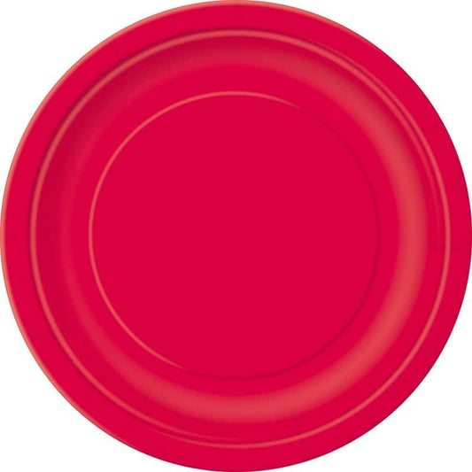 Ruby Red Large Round Paper Plates 23cm (9") 8pk Solid Colour - NextParty