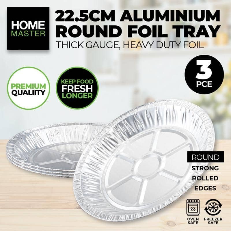 Silver Aluminium Round Foil Trays 3pk 20.5cm x 2.5cm - NextParty