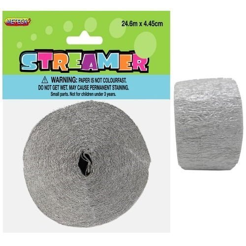 Silver Crepe Streamer 24M Party Decorations - NextParty