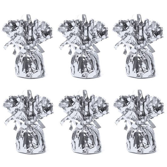 Silver Foil Balloon Weights 6pk - NextParty