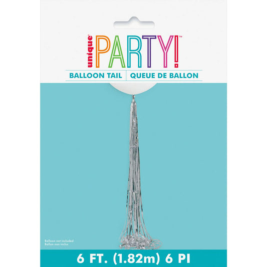 Silver Foil Tassel Balloon Tail 1.82m (6') - NextParty