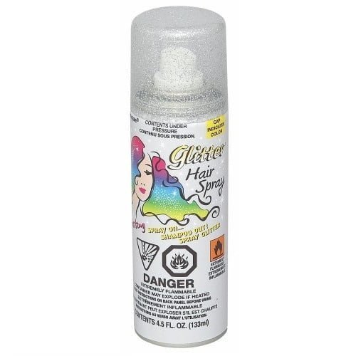 Silver Glitter Hair Spray 133ML Temporary Coloured Hairspray - NextParty