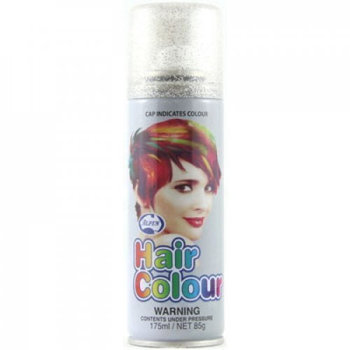 Silver Glitter Hair Spray 175ML Temporary Coloured Hairspray - NextParty