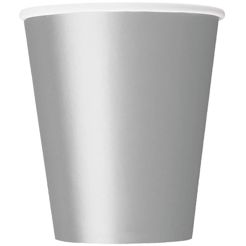 Silver Solid Colour Paper Cups 8pk - NextParty