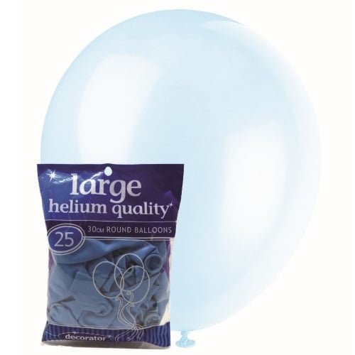 Sky Blue Solid Colour Latex Balloons 30cm (12") 25pk - NextParty