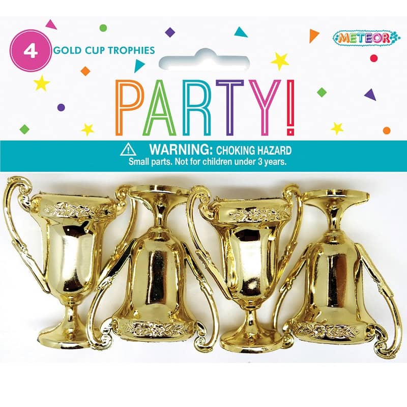 Small Gold Cup Trophies 4pk Party Favours - NextParty