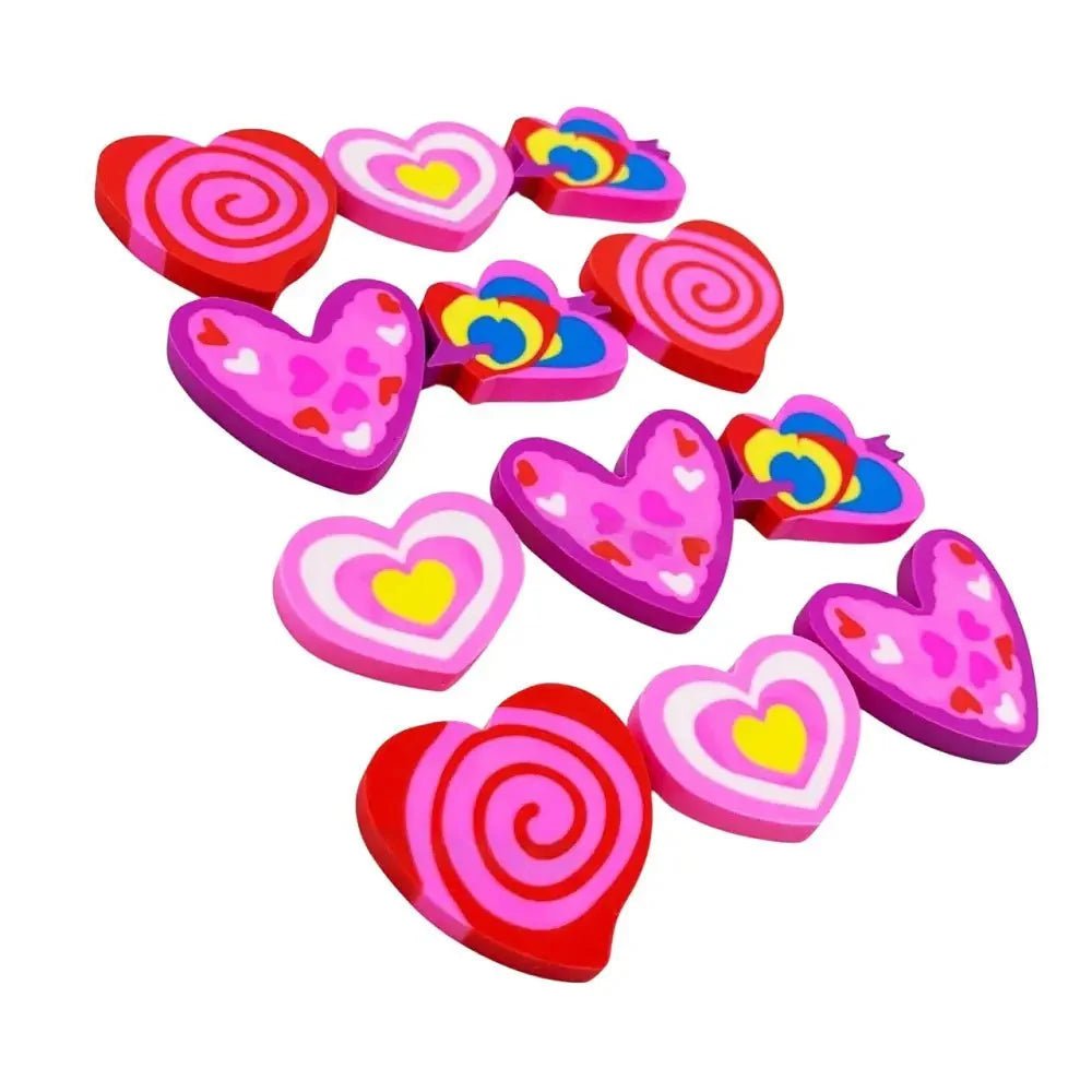 Small Heart Shape Erasers 12pk - NextParty