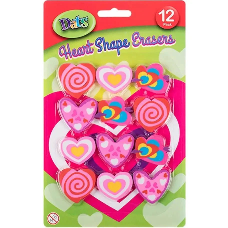 Small Heart Shape Erasers 12pk - NextParty