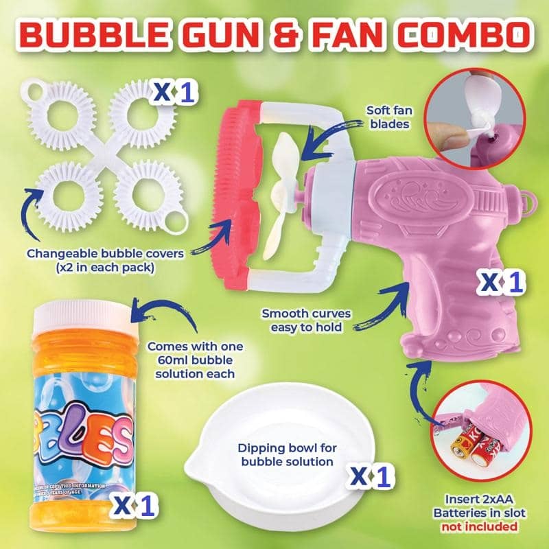 Small Pink Bubble Blowing Gun (2 Covers) With 60ml Bubble Solution - NextParty