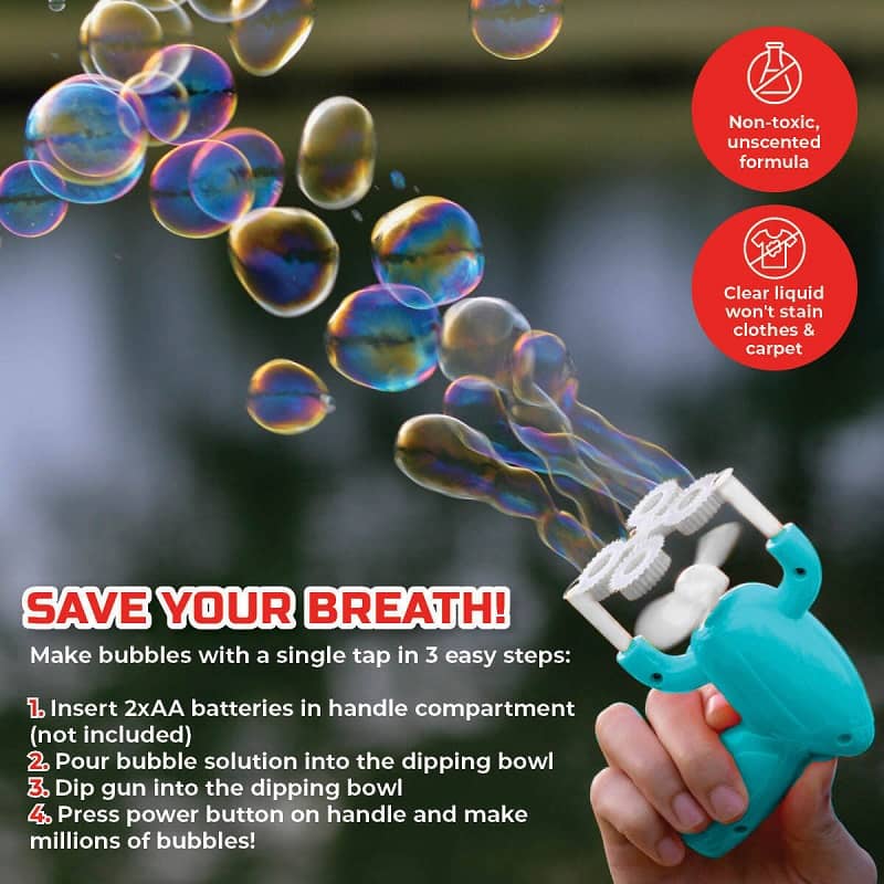 Small Pink Bubble Blowing Gun (2 Covers) With 60ml Bubble Solution - NextParty