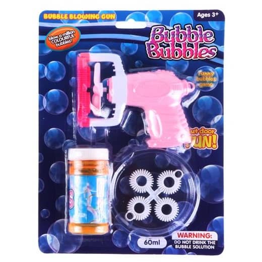 Small Pink Bubble Blowing Gun (2 Covers) With 60ml Bubble Solution - NextParty