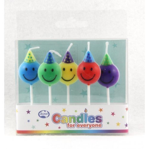 Smiley Faces Small Pick Candles 5pk - NextParty