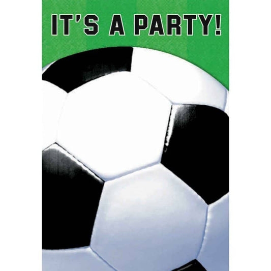 Soccer Ball Fan Folded Party Invitations 8pk - NextParty