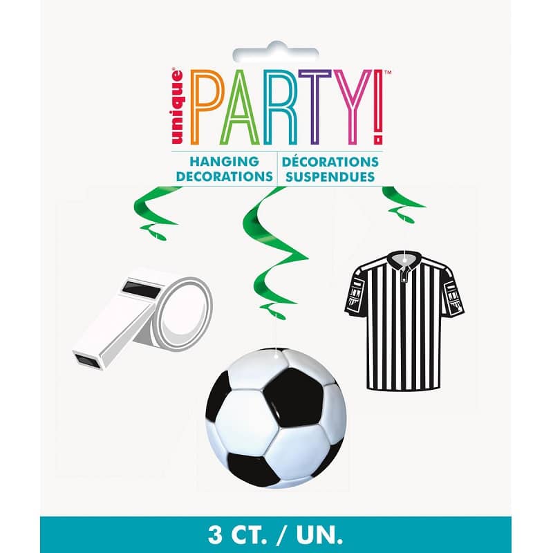 Soccer Ball Hanging Swirl Decorations 66CM (26") 3pk - NextParty